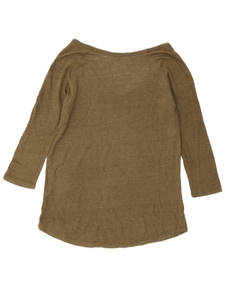 Maglia ZARA da donna a maniche lunghe UK 14 grande lino kaki