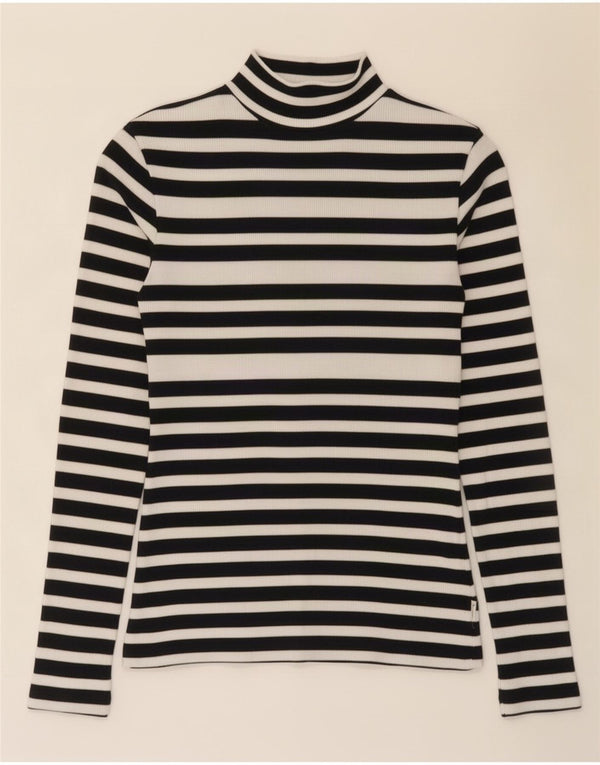 Fat Face Top da donna a maniche lunghe UK 10 Piccolo cotone a righe nere