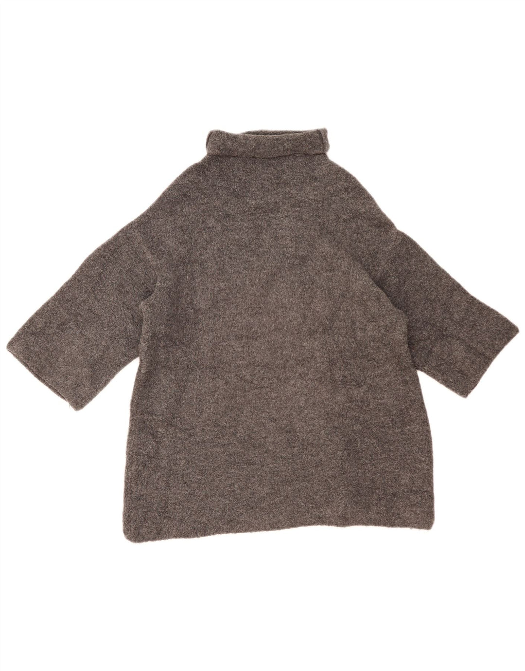 Maglione ZARA da donna oversize con collo alto e maniche a 3/4 UK 10 piccolo grigio