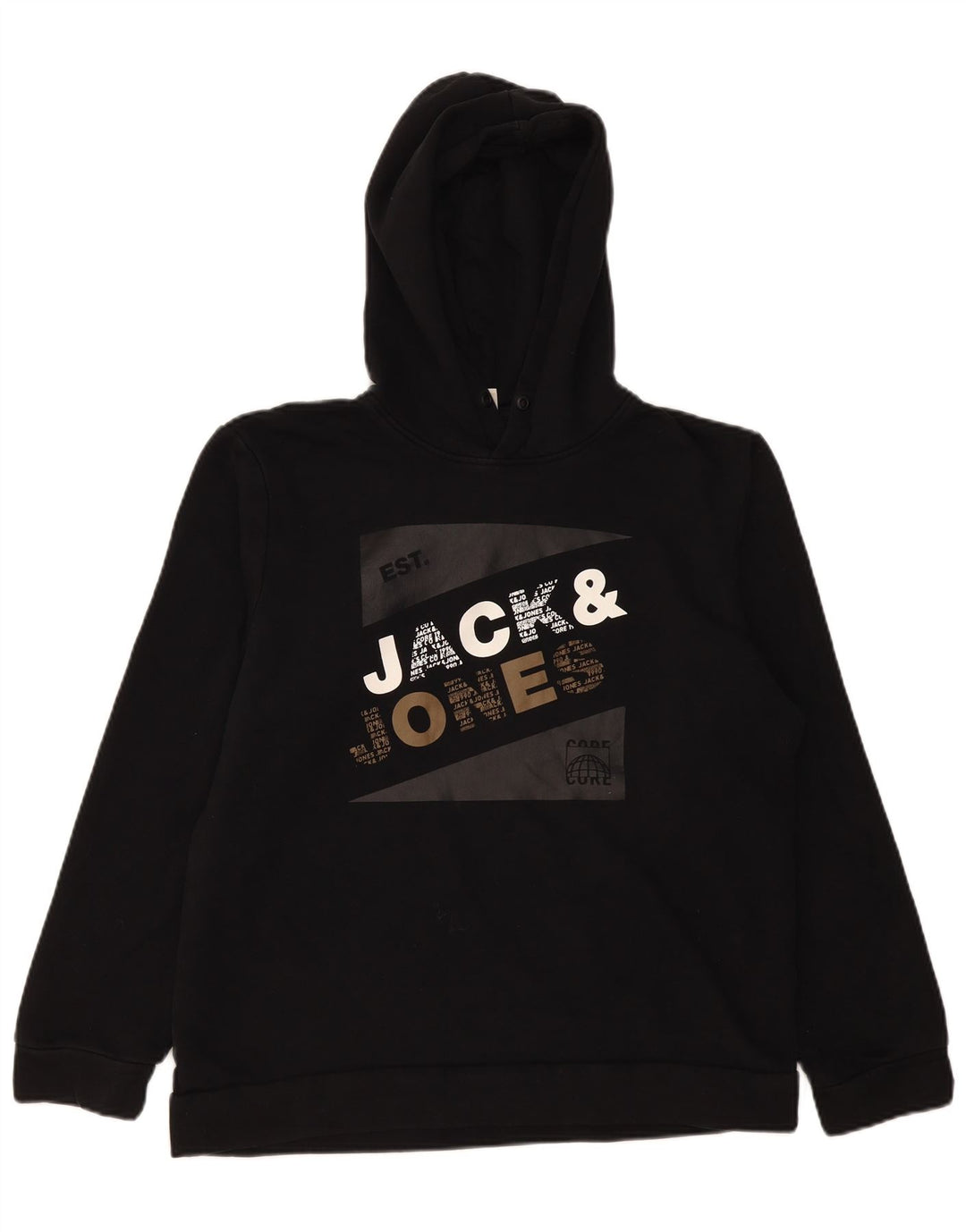 Jack & Jones Felpa con cappuccio grafica da uomo piccola nera