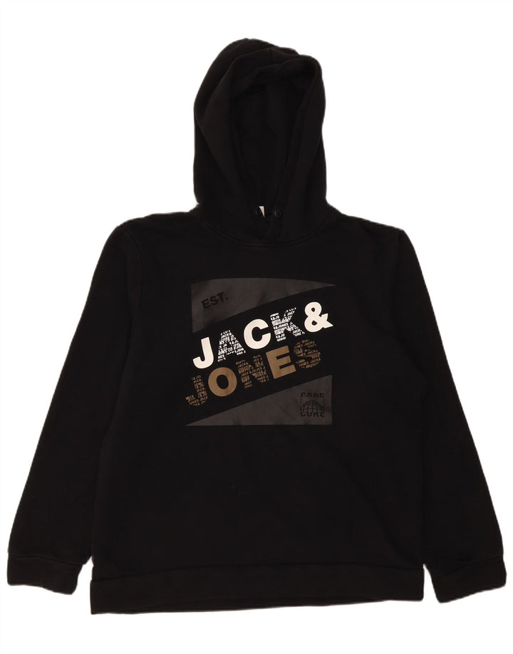 Jack & Jones Felpa con cappuccio grafica da uomo piccola nera