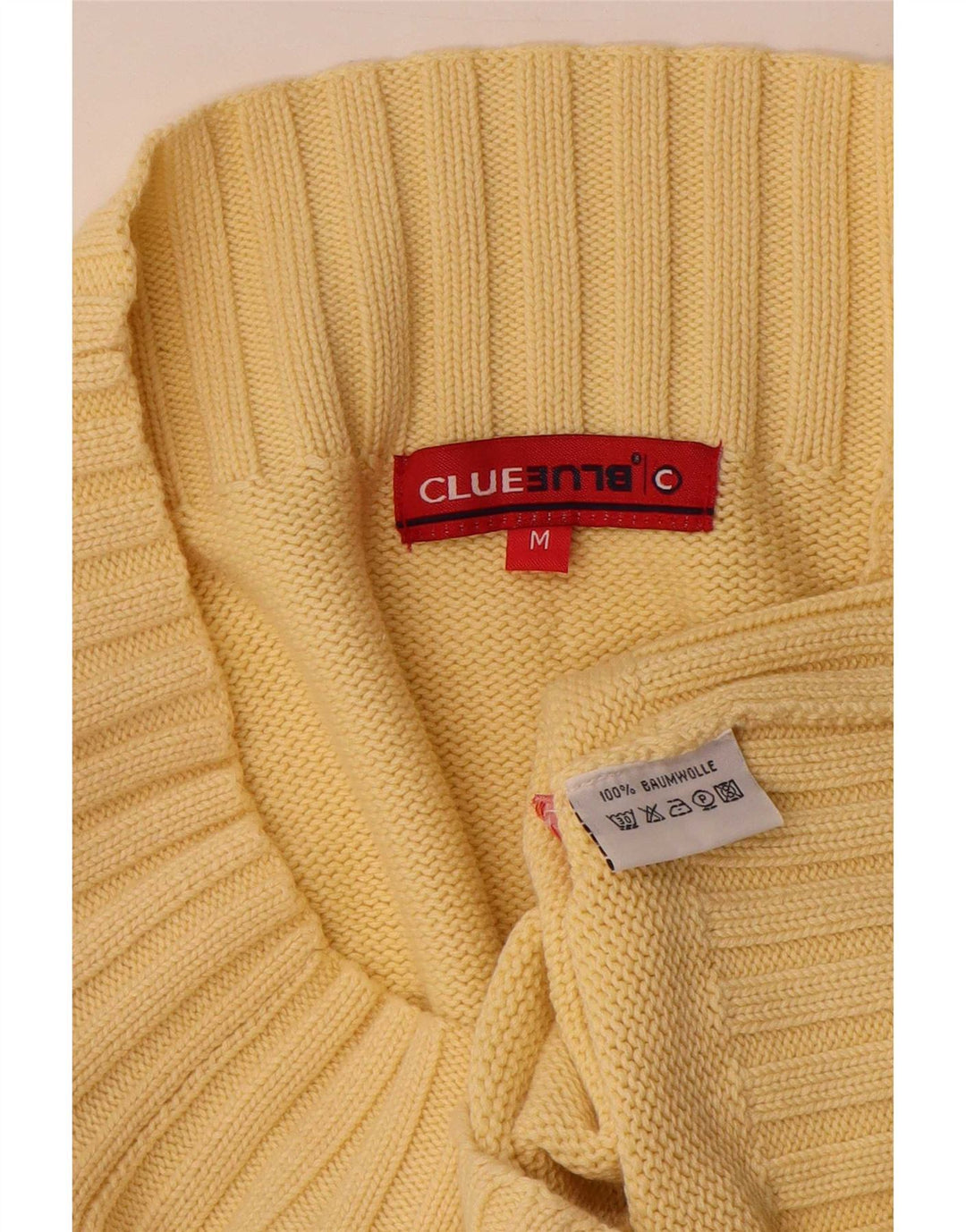 Maglione vintage da donna con spalle scoperte UK 12 cotone giallo medio
