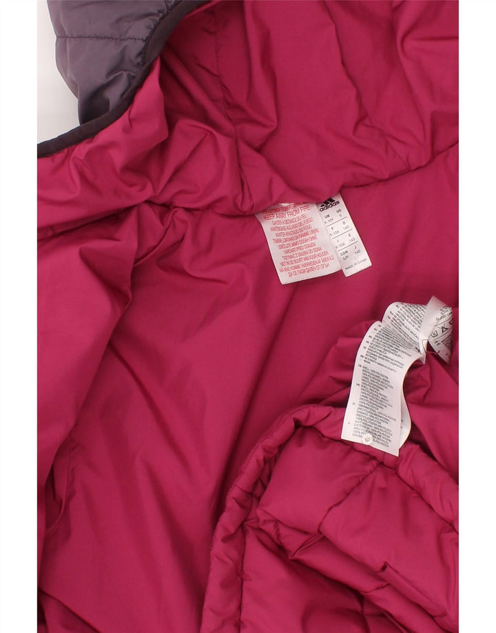 Giacca imbottita con cappuccio Adidas da ragazzo 9-10 anni in poliestere color block rosa