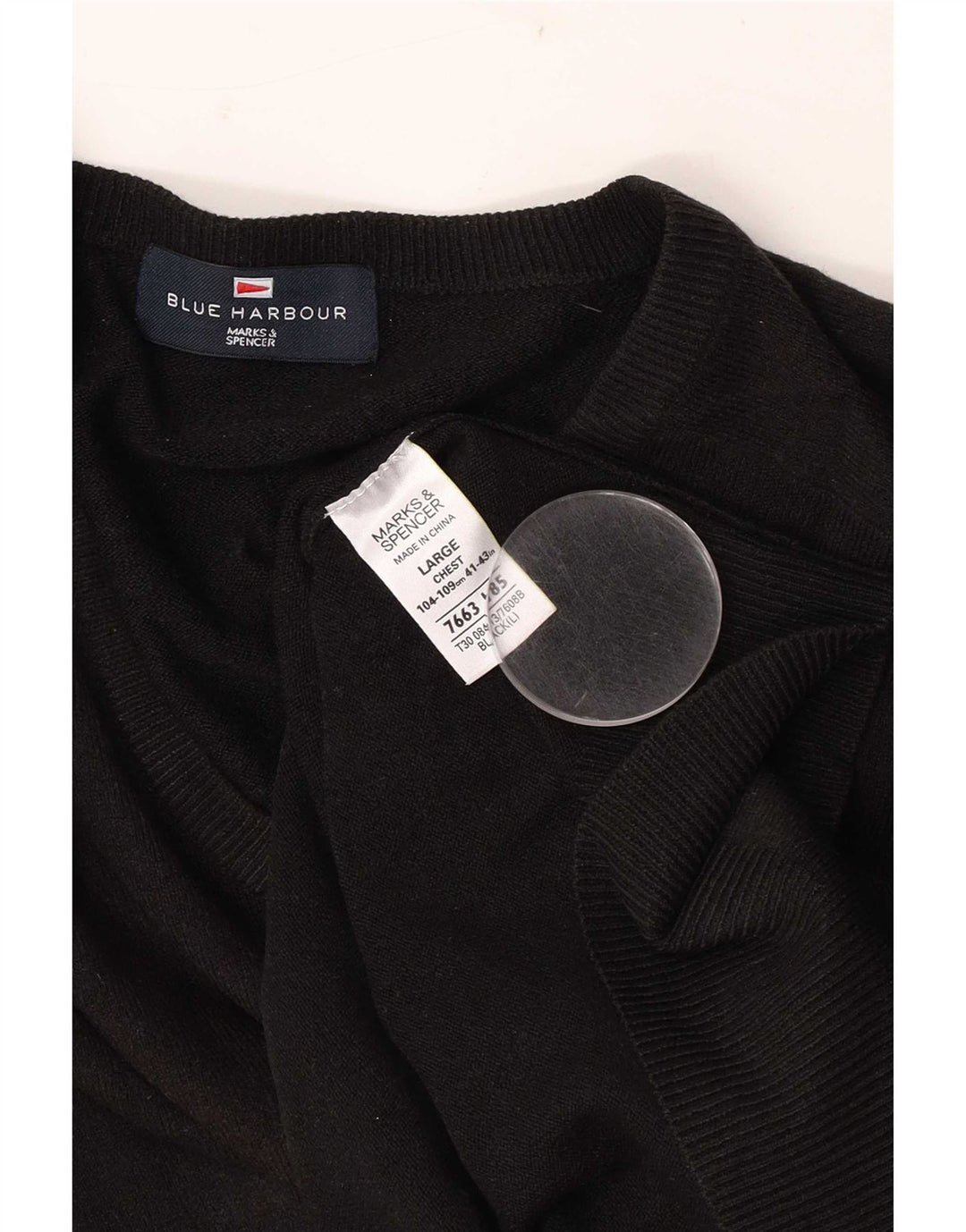 Maglione maglione con scollo a V da uomo Marks & Spencer UK 41/43 grande nero