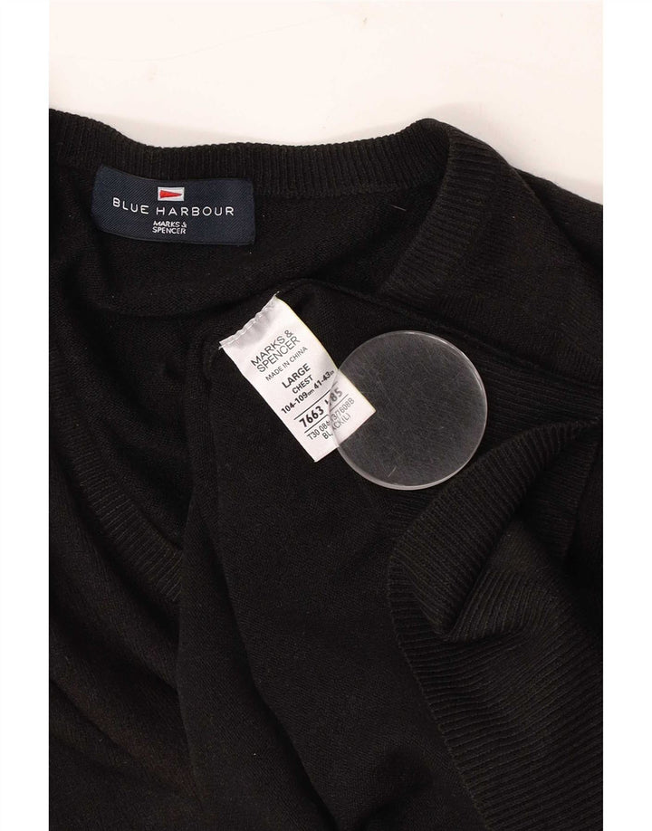 Maglione maglione con scollo a V da uomo Marks & Spencer UK 41/43 grande nero