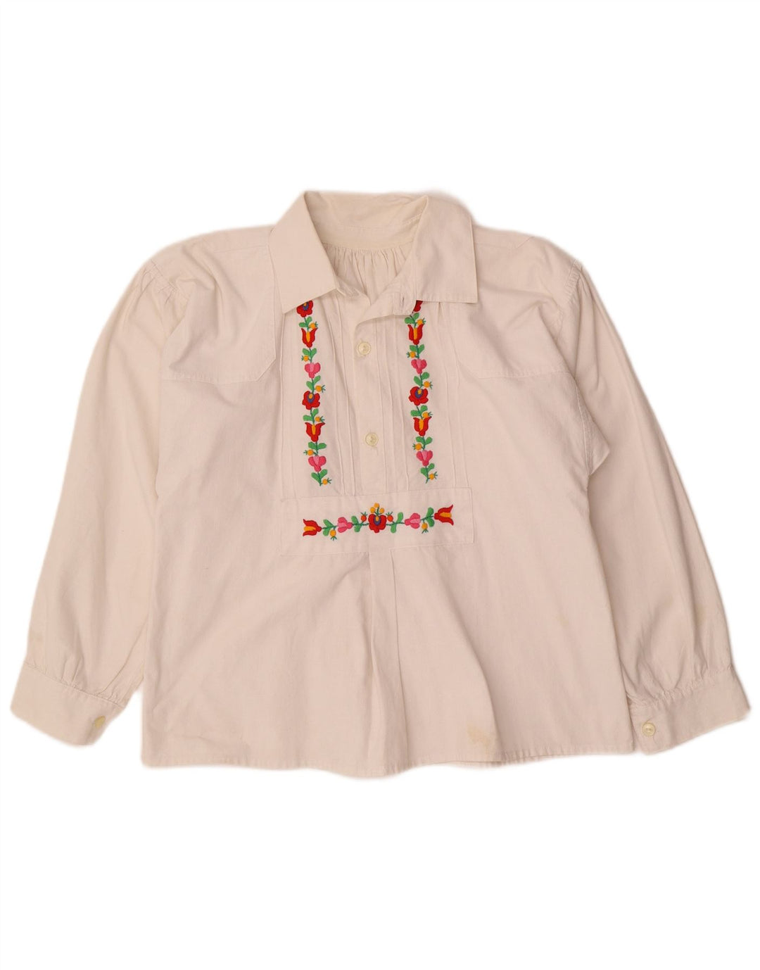 Camicetta da donna VINTAGE UK 12 floreale bianco medio