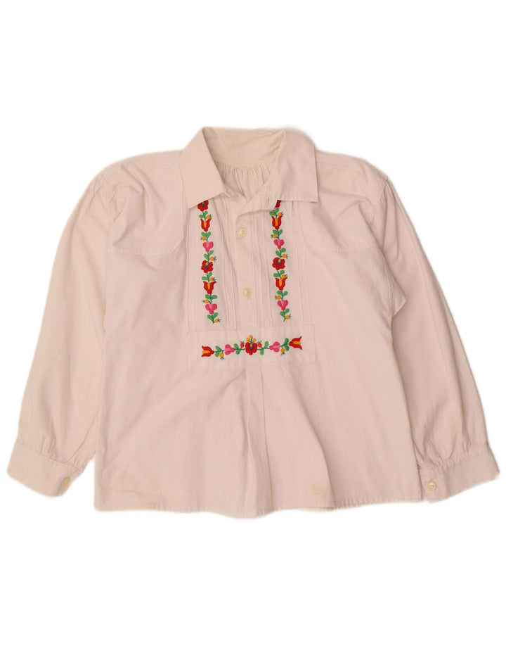 Camicetta da donna VINTAGE UK 12 floreale bianco medio