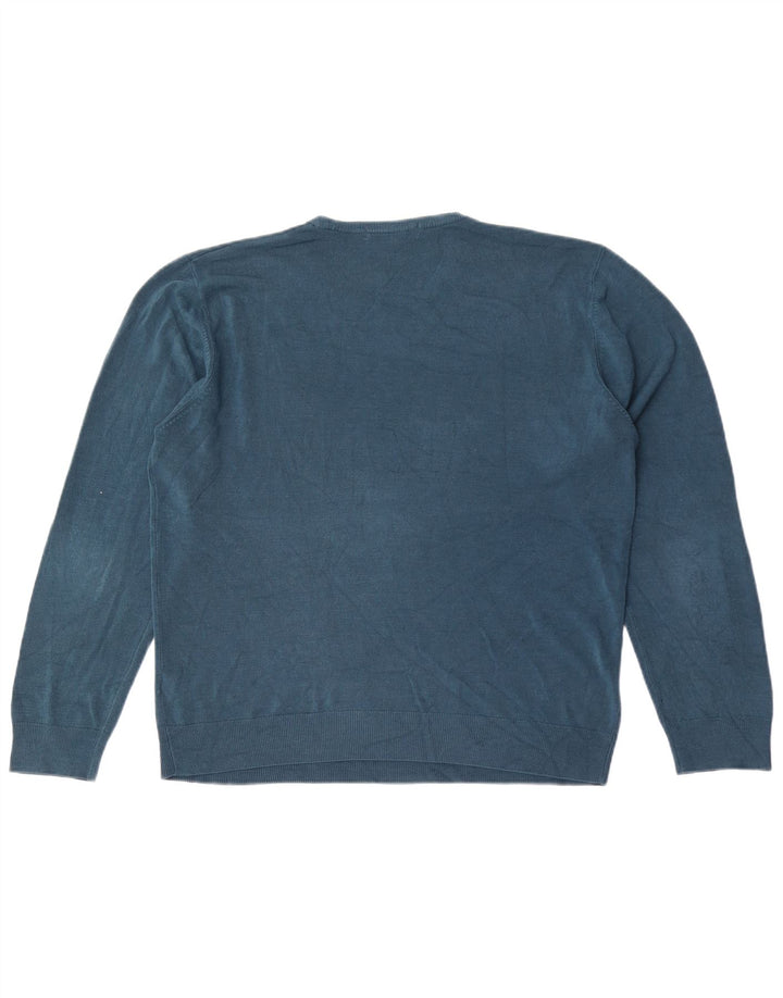 Maglione maglione girocollo da uomo Marks & Spencer grande acrilico blu