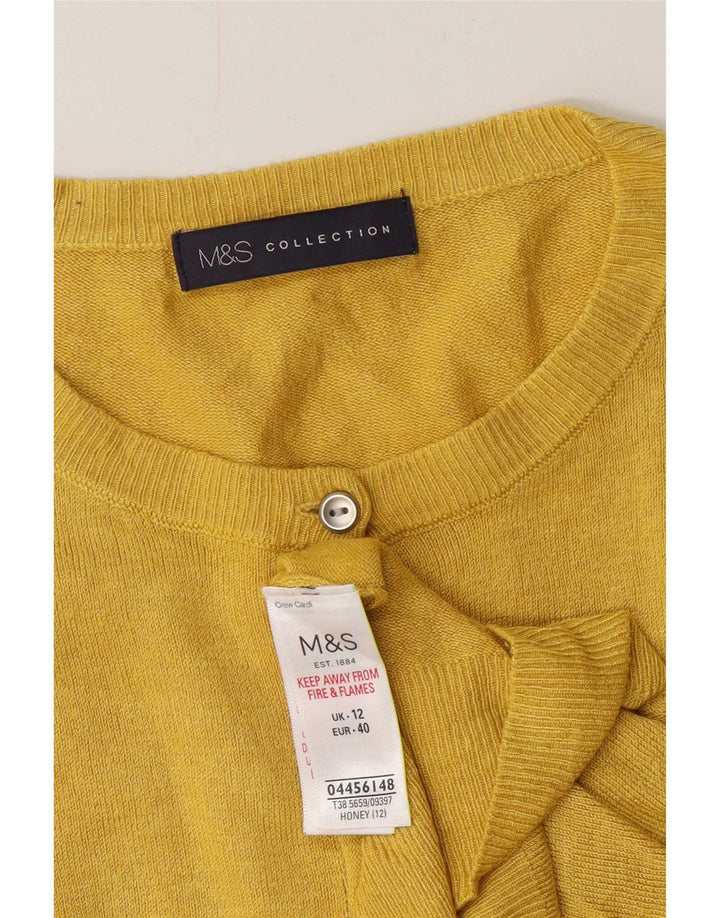 Maglione cardigan da donna Marks & Spencer UK 12 Viscosa giallo medio