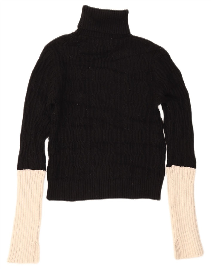 Maglione corto a collo alto da donna Zara UK 14 blocco colore nero medio