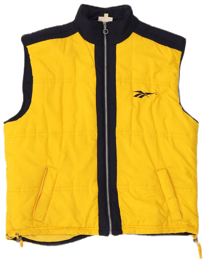 Gilet imbottito da uomo Reebok UK 40 Large Giallo Colourblock Poliestere