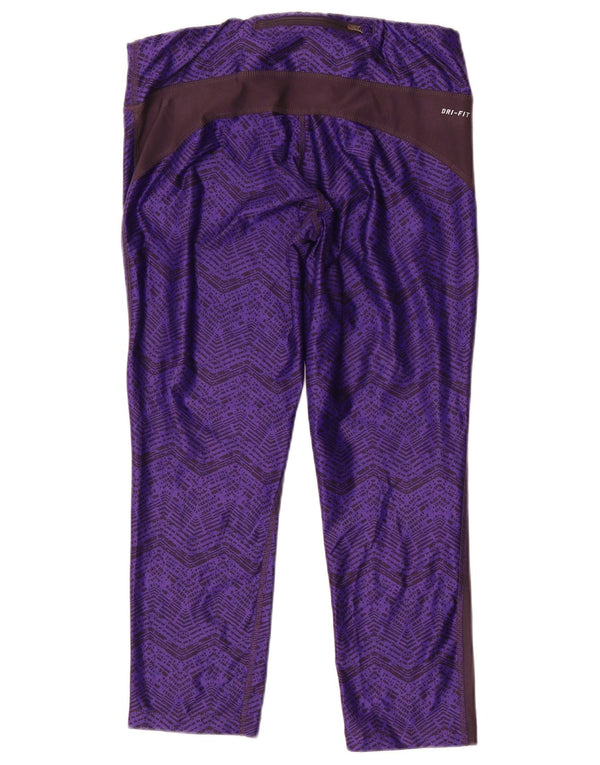 Pantaloni da tuta Nike Dri Fit Crop da donna UK 14 Large Purple Colourblock