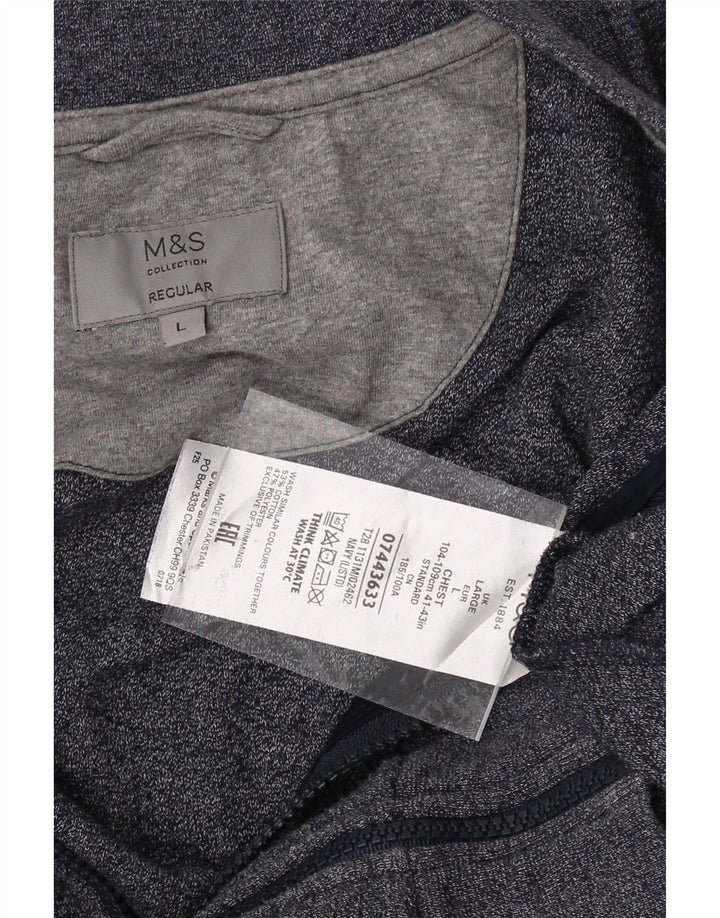 MARKS & SPENCER Mens Regular Fit Tracksuit Top Jacket Large Navy Blue Vintage Marks & Spencer and Second-Hand Marks & Spencer from Messina Hembry 