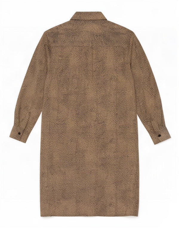 Abito chemisier a maniche lunghe vestibilità comoda da donna Zara UK 6 XS Beige stampa animalier