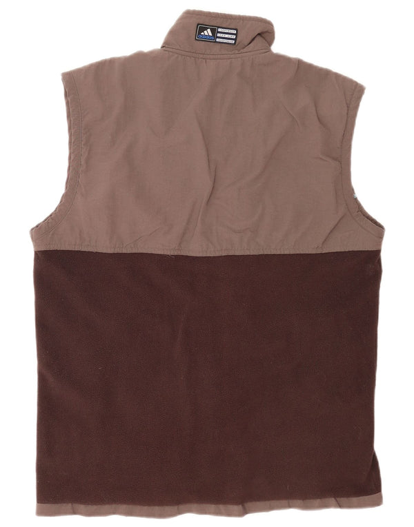 Gilet in pile da uomo Adidas UK 42/44 Large Marrone Colourblock Poliestere