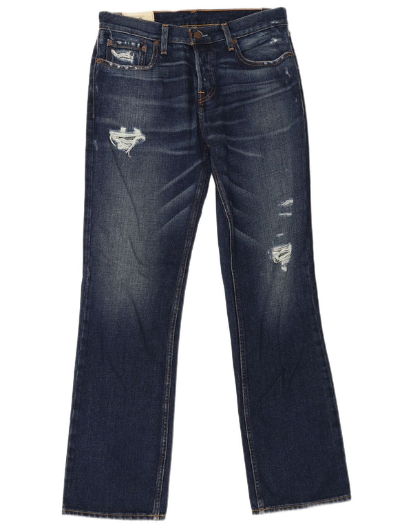 Jeans Hollister da uomo con taglio bootcut invecchiato W32 L32 cotone blu