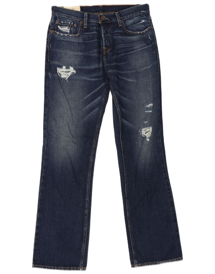 Jeans Hollister da uomo con taglio bootcut invecchiato W32 L32 cotone blu