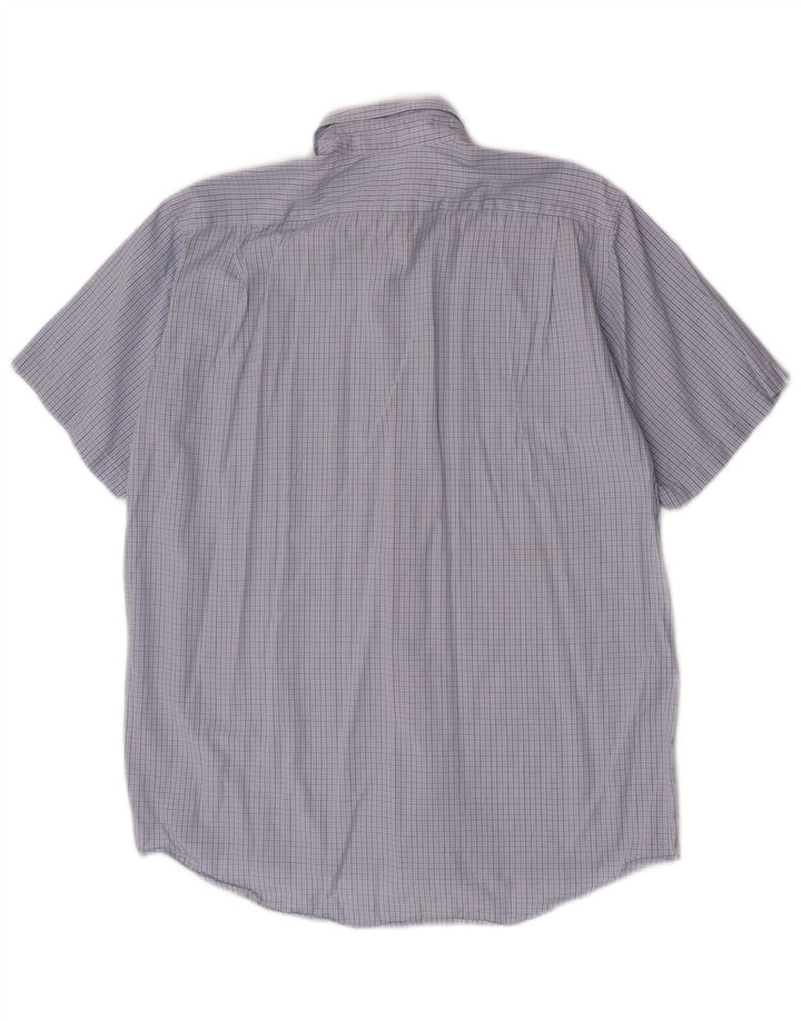 Camicia a maniche corte da uomo Lacoste taglia 39 in cotone a quadretti blu medio