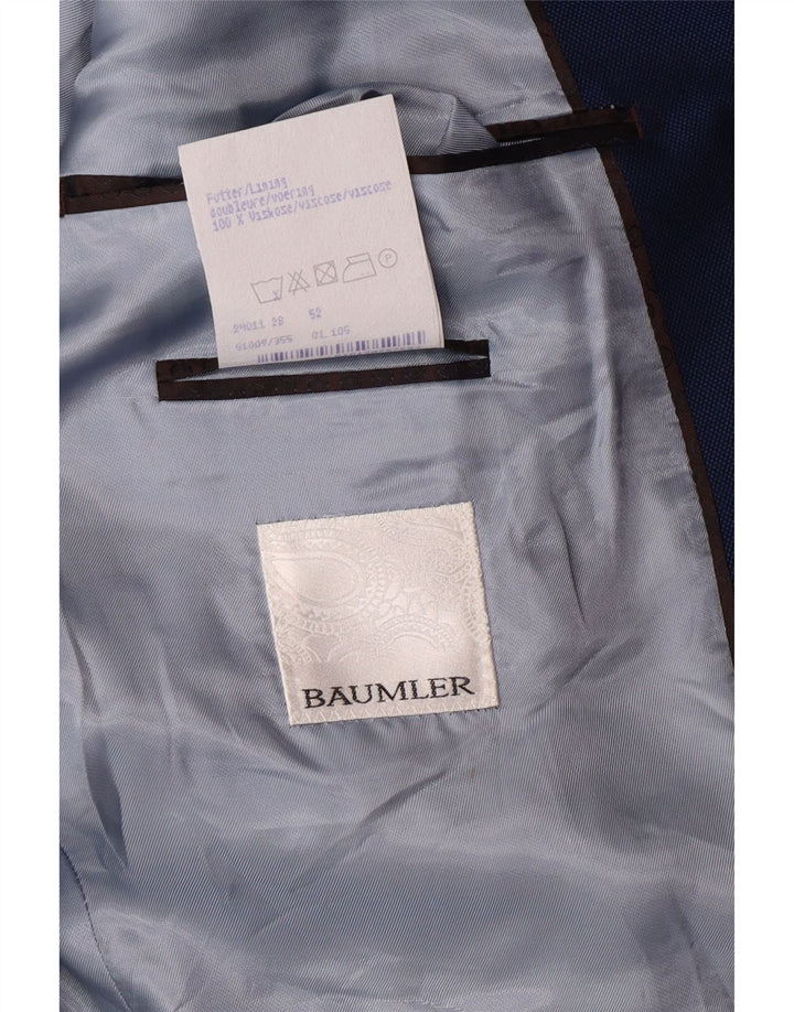 Abito da uomo Baumler a 2 bottoni e 2 pezzi IT 52 XL W38 L29 Lana vergine blu navy