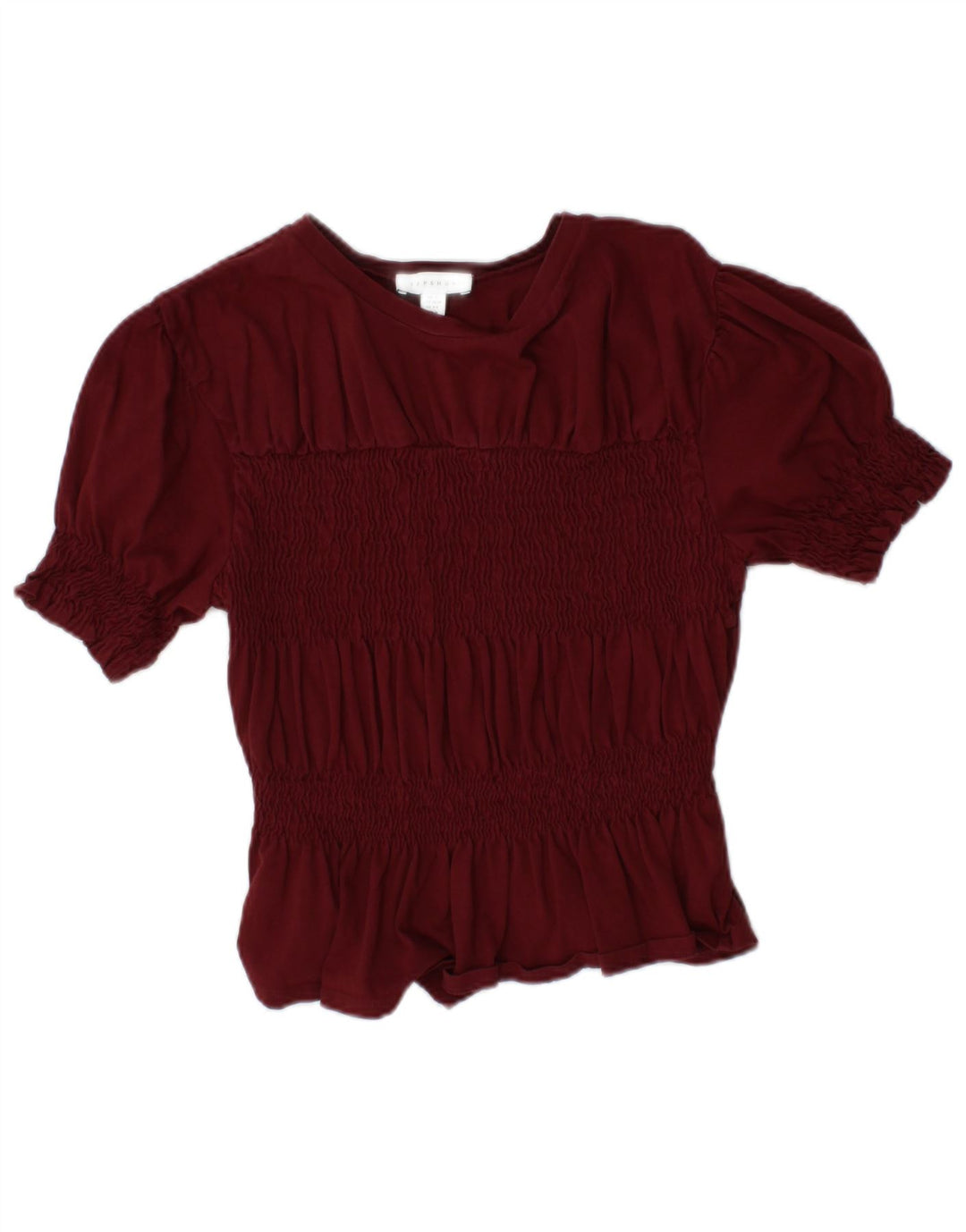 TOPSHOP Camicetta corta da donna Top UK 10 piccolo cotone bordeaux
