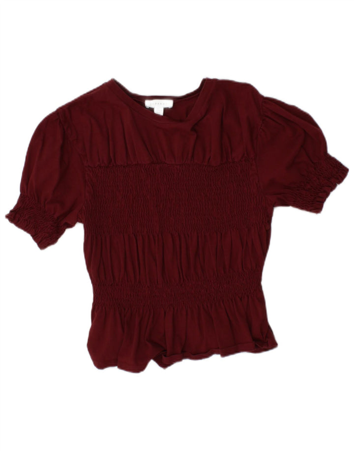 TOPSHOP Camicetta corta da donna Top UK 10 piccolo cotone bordeaux