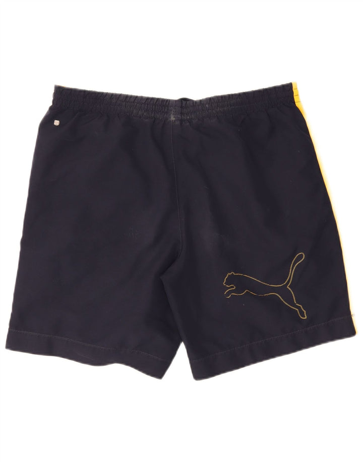 Pantaloncini da bagno grafici da uomo Puma a blocchi di colore blu navy medi