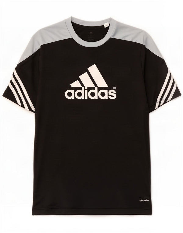 Adidas Uomo Climalite Graphic T-shirt Top Large Nero Colourblock Poliestere