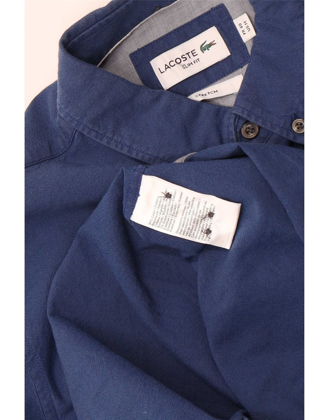 Camicia slim fit da uomo Lacoste taglia 40 cotone medio blu navy