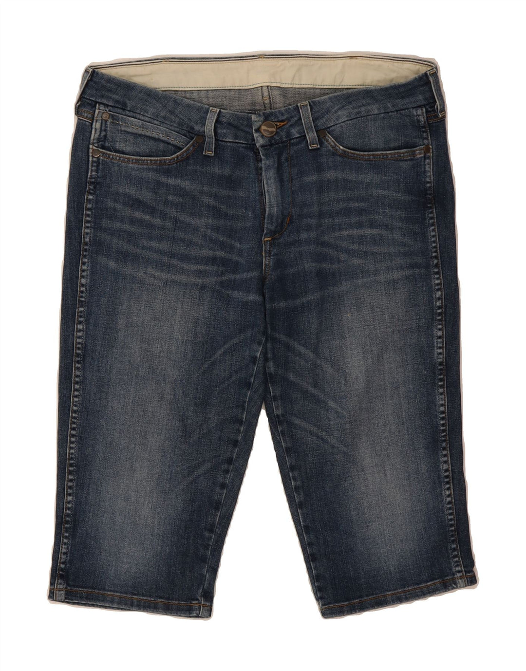 WRANGLER Womens Elle Bermuda Denim Shorts W33 Large Blue Cotton Vintage Wrangler and Second-Hand Wrangler from Messina Hembry 