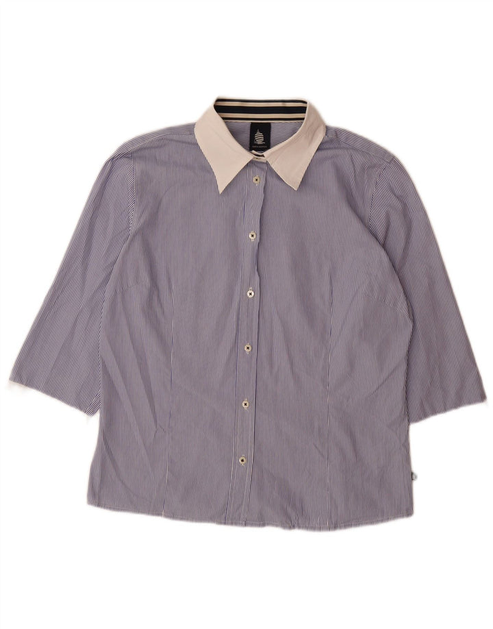 MARINA YACHTING Camicia da donna con maniche a 3/4 Camicetta UK 18 XL Gessato blu