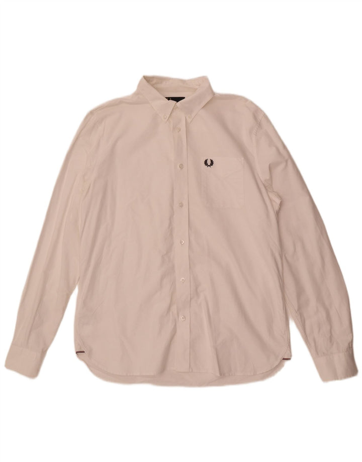 Camicia da uomo Fred Perry grande in cotone bianco