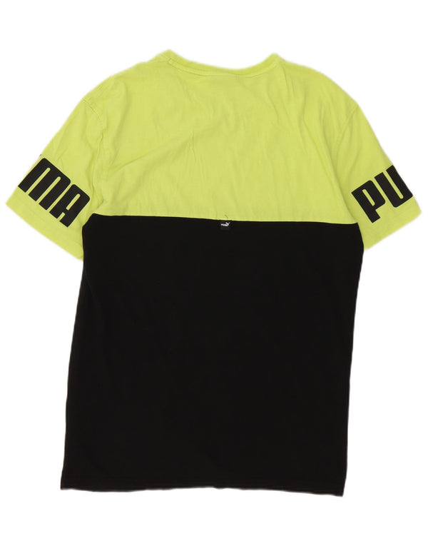 T-shirt grafica da uomo Puma Top Small in cotone color block nero