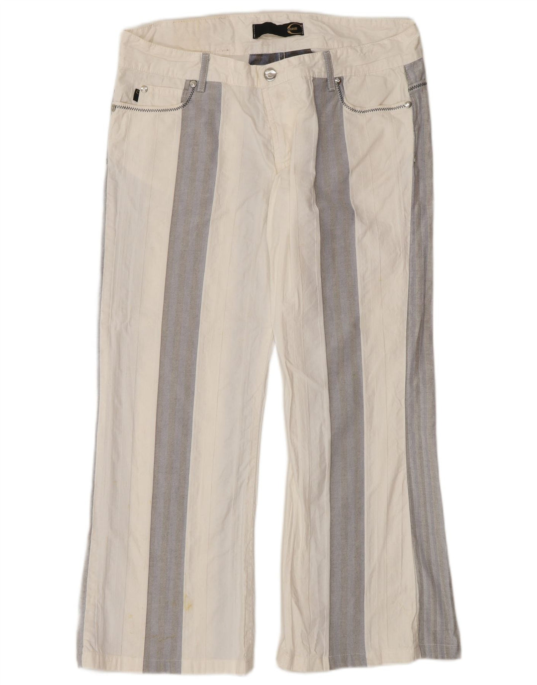 Pantaloni casual da donna Bootcut Cavalli IT 46 Large W32 L27 a righe bianche
