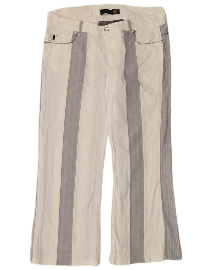 Pantaloni casual da donna Bootcut Cavalli IT 46 Large W32 L27 a righe bianche