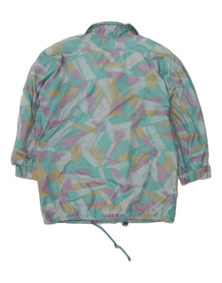 VINTAGE Womens Abstract Windbreaker Coat UK 16 Large  Blue Polyester Vintage Vintage and Second-Hand Vintage from Messina Hembry 