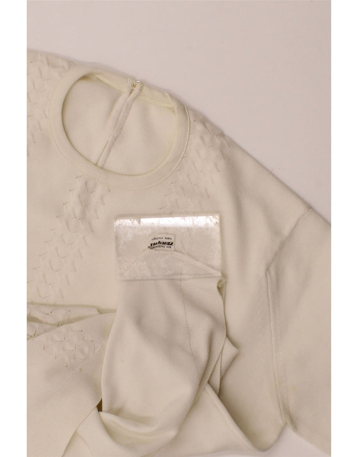 VINTAGE Womens Blouse Top UK 16 Large Off White Polyester Vintage Vintage and Second-Hand Vintage from Messina Hembry 