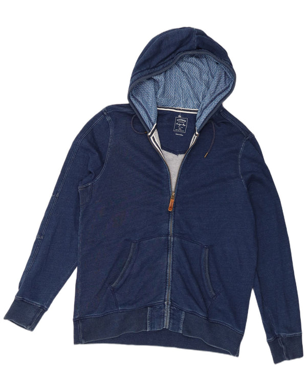 Felpa con cappuccio e zip da uomo Fat Face XL in cotone blu navy