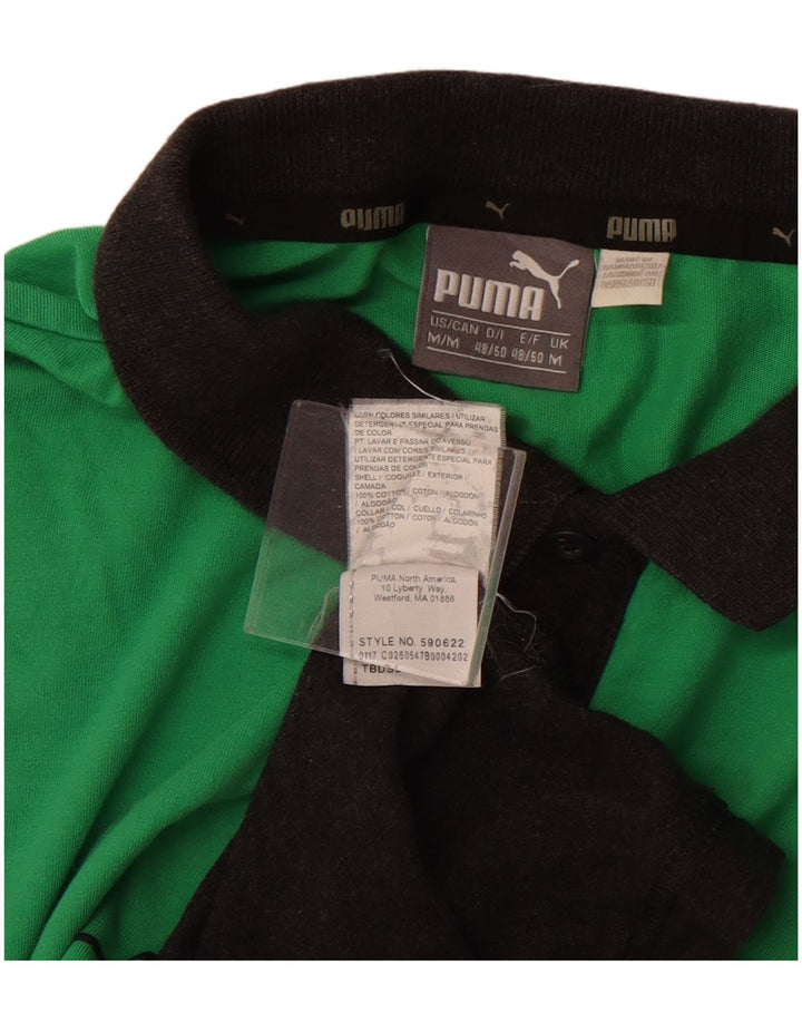 Polo Puma da uomo in cotone color block verde medio