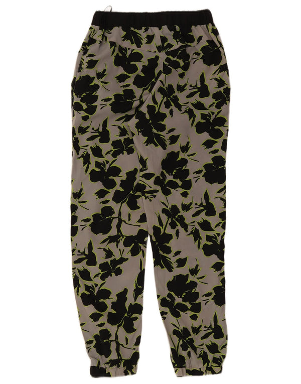 Pantaloni casual da jogging da donna Topshop UK 8 piccoli W28 L27 grigio floreale
