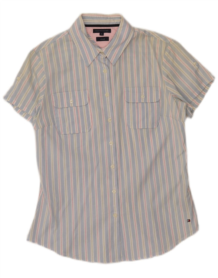 TOMMY HILFIGER Camicia a maniche corte da donna US 6 Cotone a righe blu medio