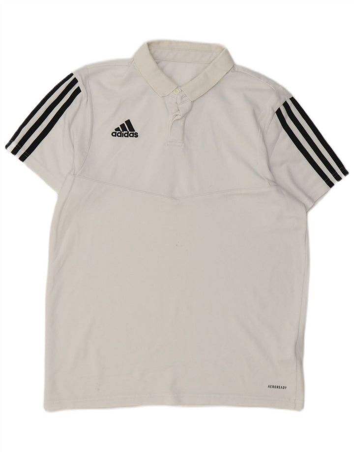 Polo Adidas Aeroready da uomo in cotone bianco medio