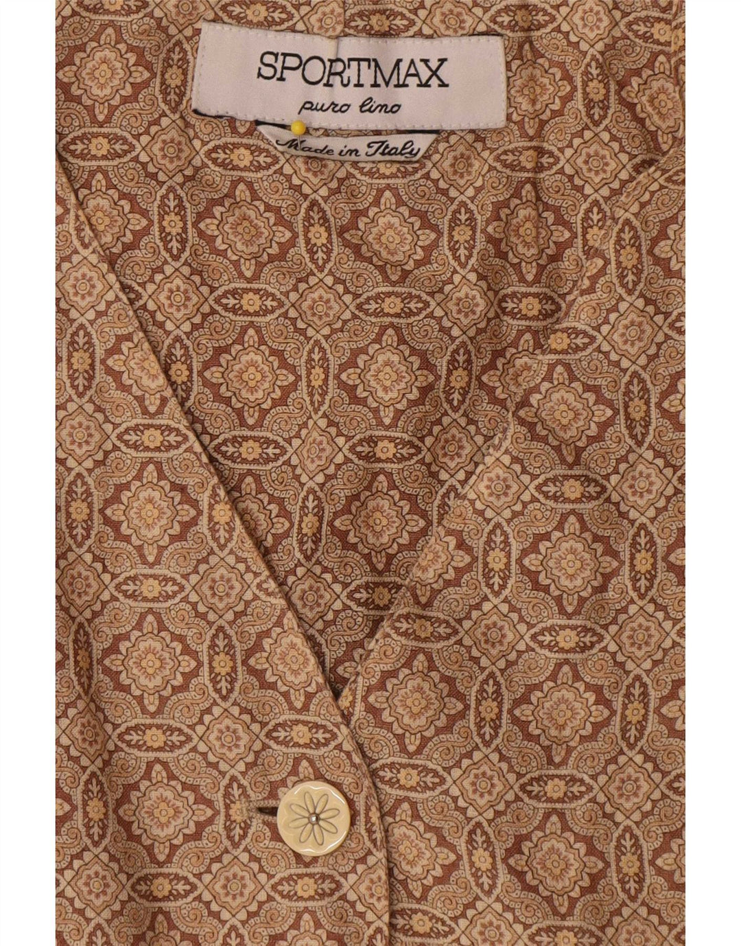 Giacca blazer senza maniche da donna Sportmax UK 12 Marrone medio geometrico