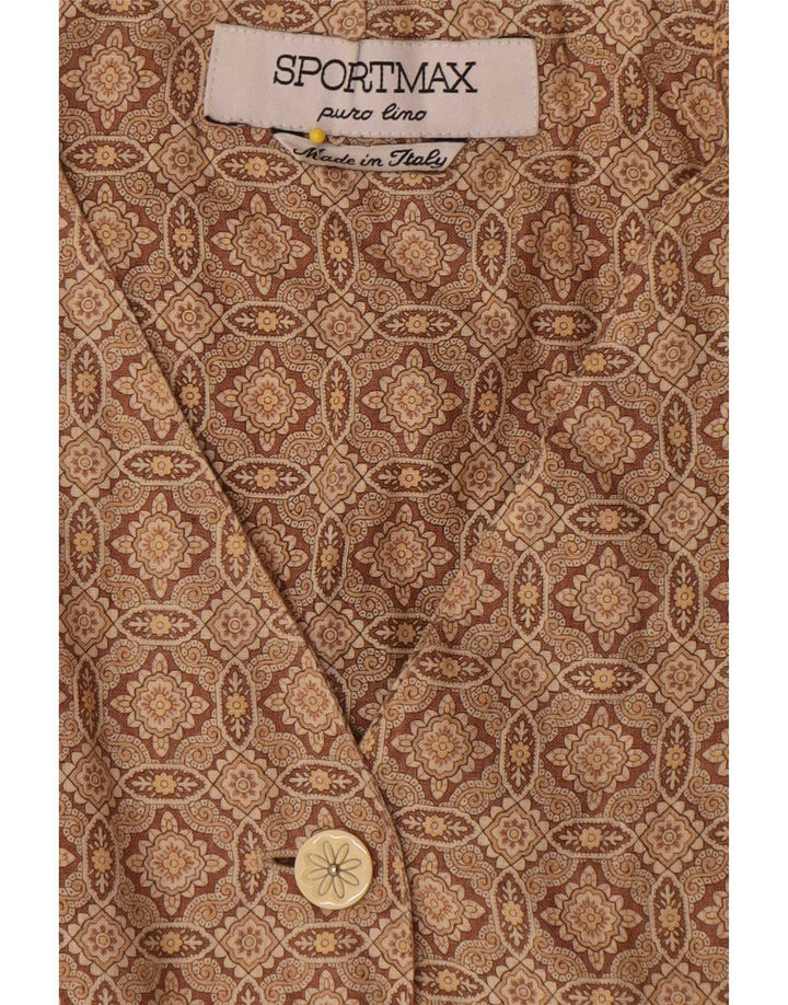 Giacca blazer senza maniche da donna Sportmax UK 12 Marrone medio geometrico