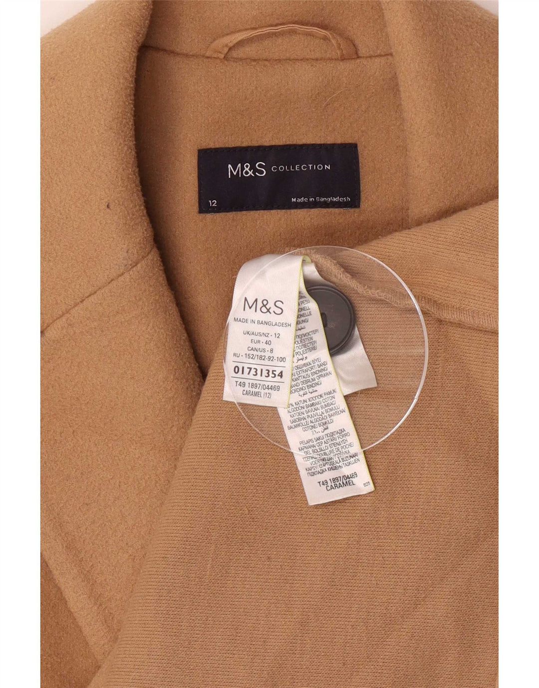 Cappotto da donna Marks & Spencer UK 12 Poliestere marrone medio