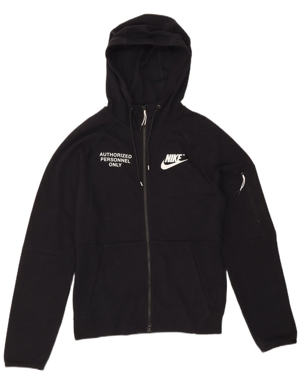 Felpa con cappuccio e zip grafica Nike da uomo XS in cotone nero