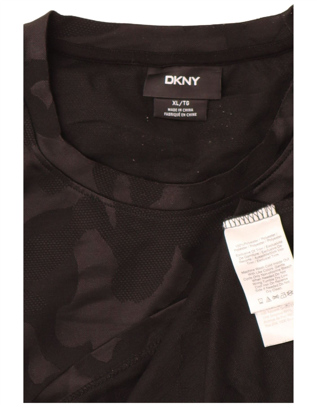 T-shirt da uomo DKNY Top XL poliestere mimetico nero