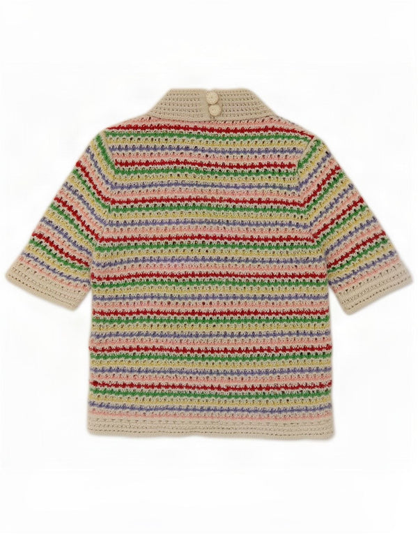 Top corto da donna Zara all'uncinetto UK 12 Cotone a righe multicolore medio