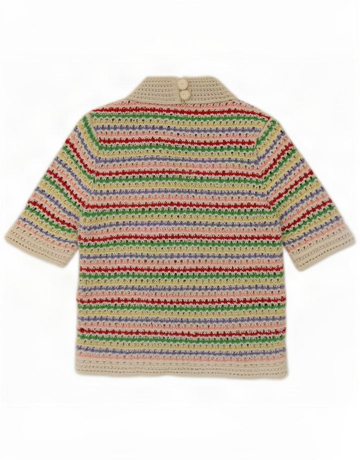 Top corto da donna Zara all'uncinetto UK 12 Cotone a righe multicolore medio