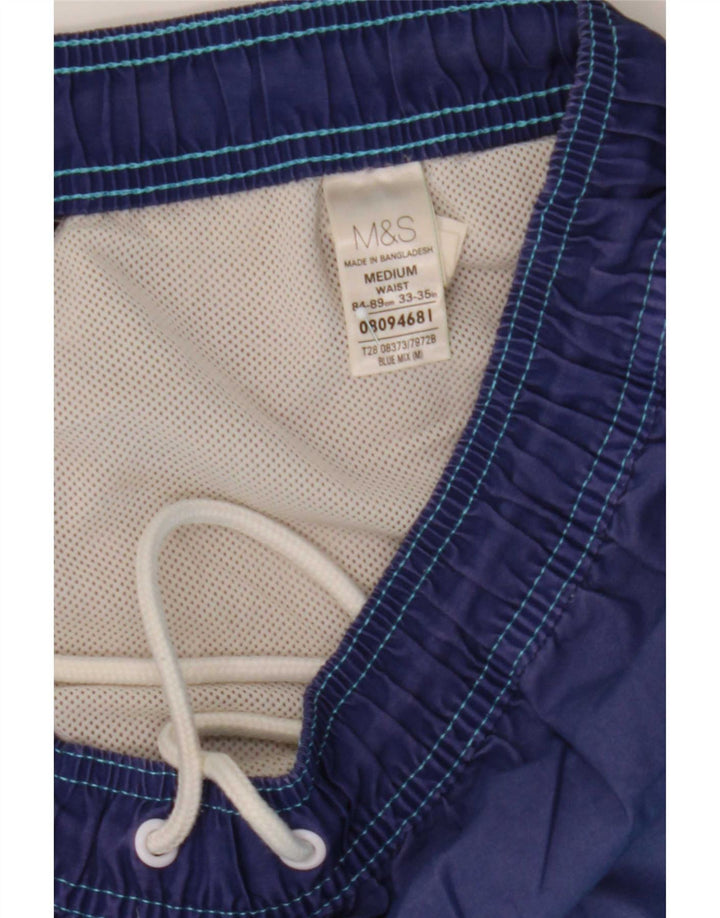 Pantaloncini da bagno da uomo Marks & Spencer blu medio poliestere color block