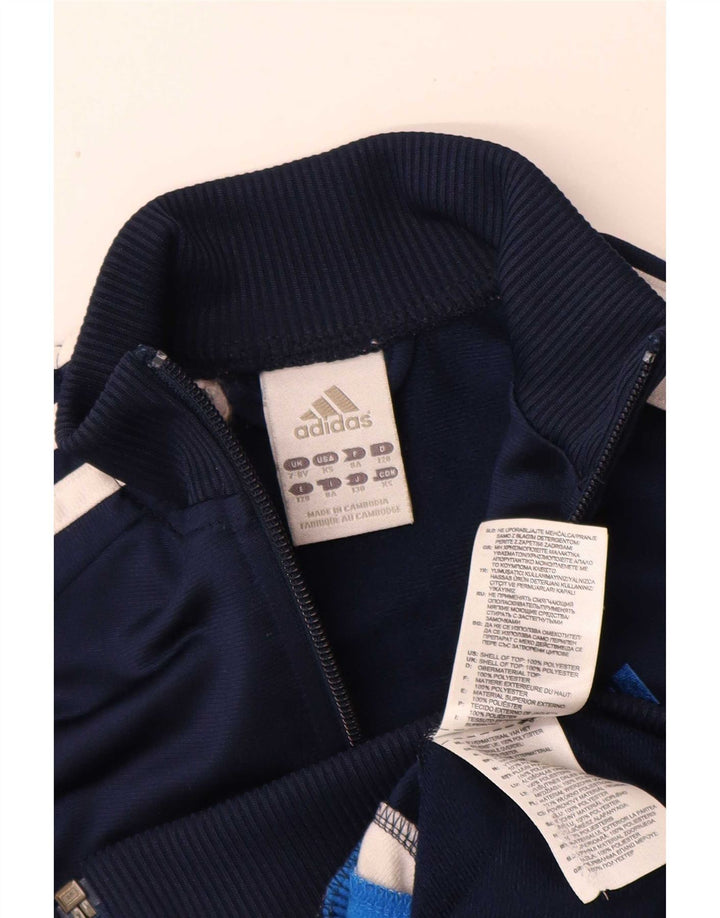 Giacca da tuta da ragazzo Adidas 7-8 anni in poliestere color block blu navy
